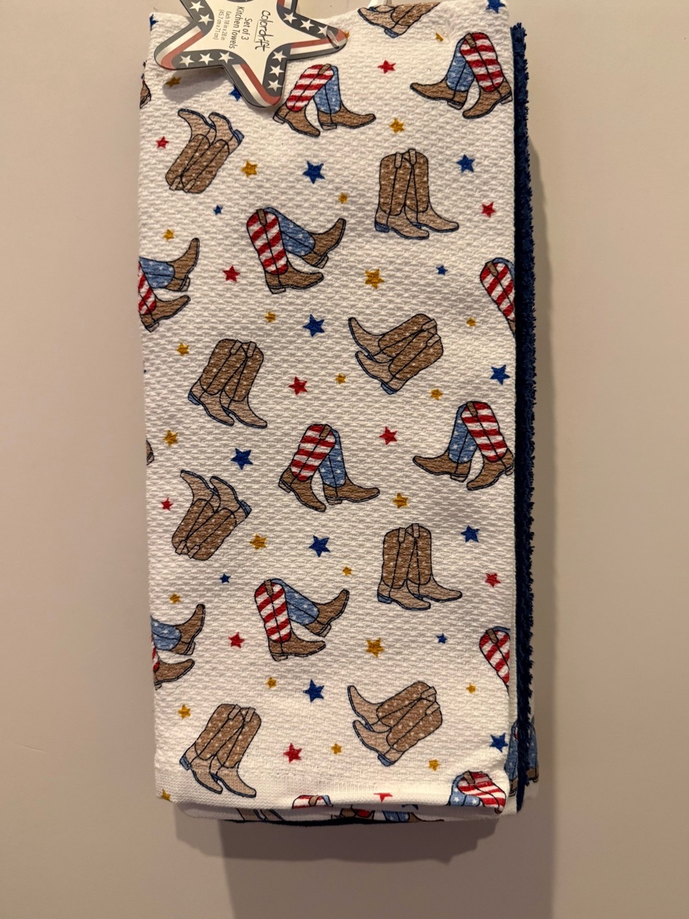 Cute Cowboy Boots and Stars Kitchen Towel - Set of 3- NWT